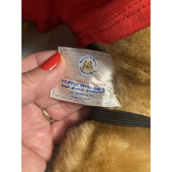 Build A Bear Plush Stuffed Brown Teddy Bear Soccer Shirt Shorts Shin Guards Red - Picture 9 of 11